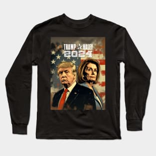 Trump Haley 2024: Political Satire is the Best on a Dark Background Long Sleeve T-Shirt